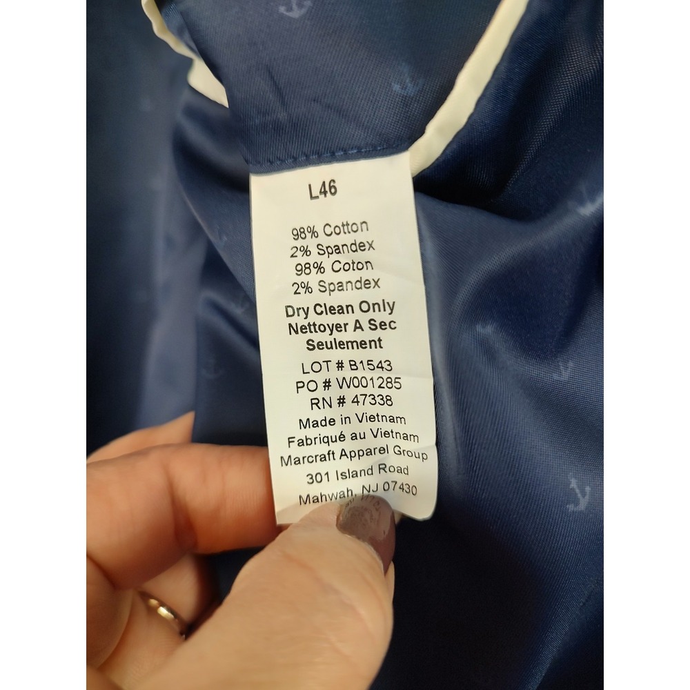 Tommy Hilfiger Sport Coat Mens 46L Gingham Plaid Two Button Blazer Blue White - Picture 3 of 10